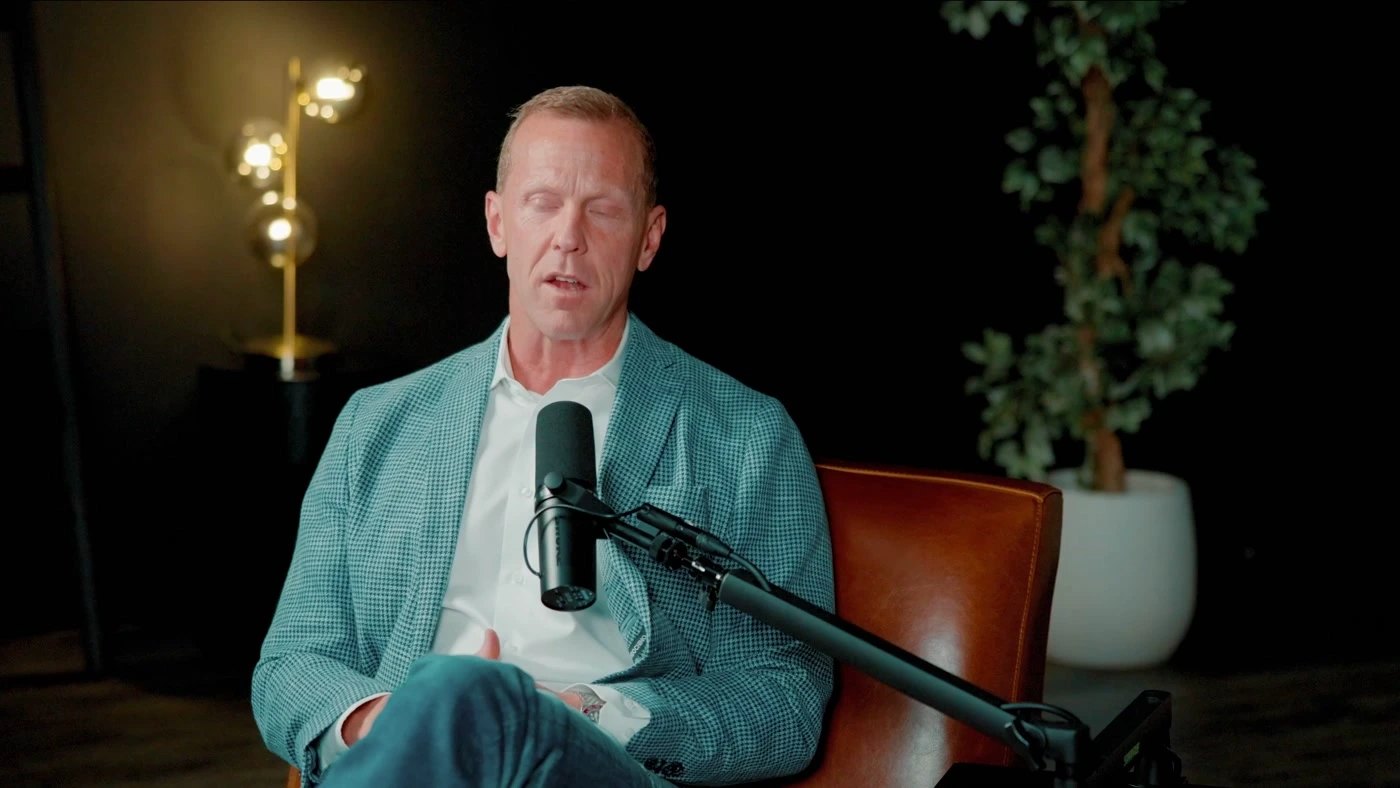 Jed Nilson at the microphone during a recording