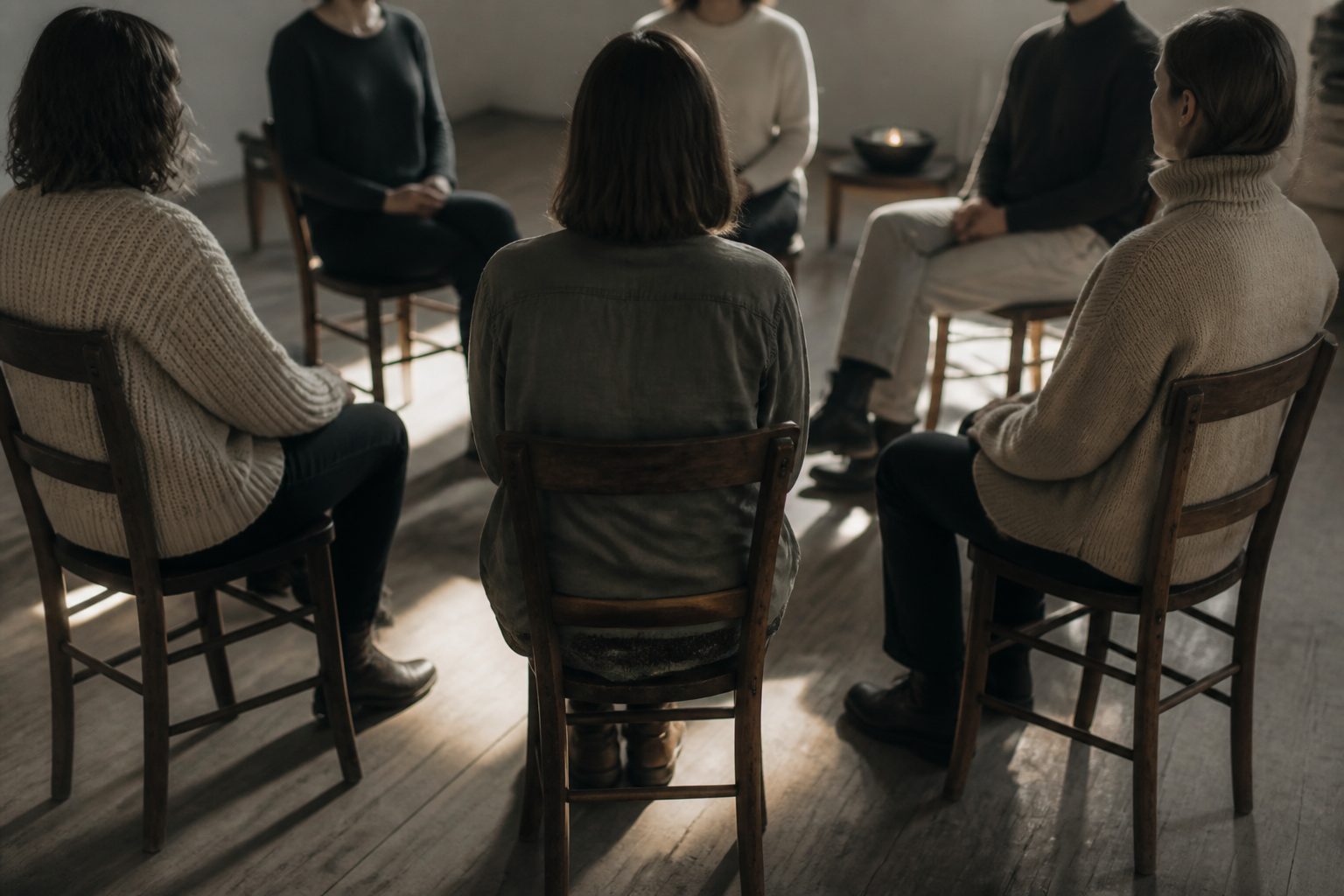 A small group seated in a circle